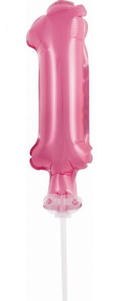 Pink, Rózsaszín 1-es szám fólia lufi tortára 13 cm (MLG113525) - kidsfashion