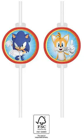 Sonic a sündisznó Sega papír szívószál, 4 db-os szett FSC
