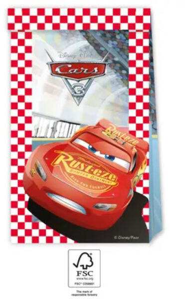 Disney Cars 3 Verdák papírzacskó 4 db-os FSC PNN94077