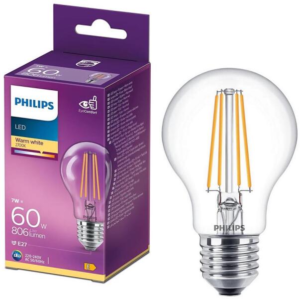 LED Izzó VINTAGE Philips A60 E27/7W/230V 2700K P5806 (P5806)