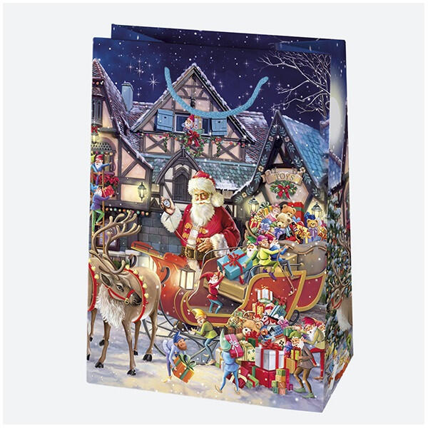 Karácsonyi ajándéktasak 290x400x120 mm különböző színekben és mintával T9_GW
