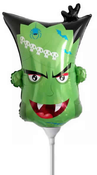 Fólia lufi, mini, halloween zöld fej