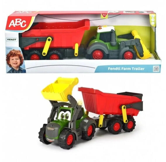 Dickie Toys Tracteur Happy Fendt véhicule, Vert avec charrue : Dickie Toys
