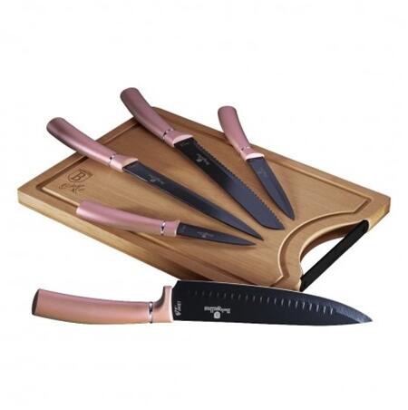 BH/2554A bambusz vágódeszkával, pink 6 részes késkészlet (BH/2554A) - officedepot