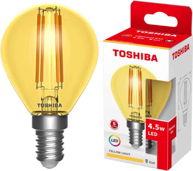 LED izzó E14 G45 4, 5W meleg izzószál TOSHIBA (TOSLIG2100)