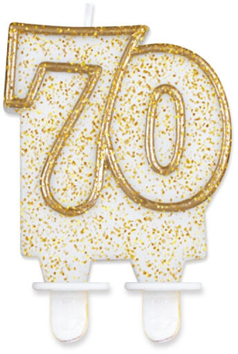 Tortagyertya, 70-es, fehér, arany szegéllyel