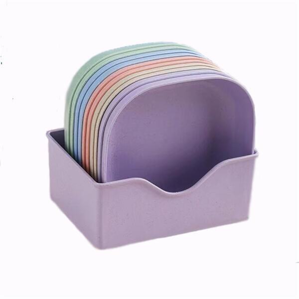 KT-116 10db-os vegyes színekben búzaszalma műanyag tányér szett, 15×15×3cm (KT-116) - officedepot