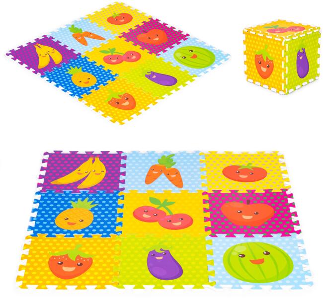 Habszőnyeg puzzle gyerekeknek gyümölcs 86x86 cm 9 db-os (852214) (0392/0393)