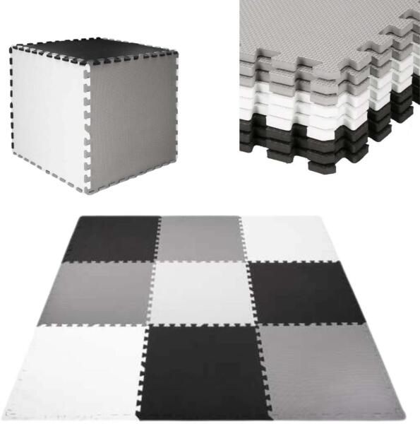Habszivacs puzzle szőnyeg - fekete-szürke 9 db-os (FM0026)