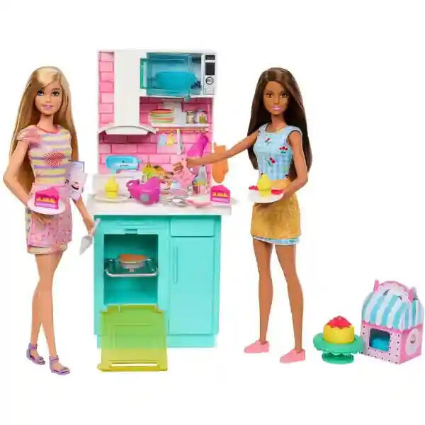 Barbie Celebration Fun cukrászda babákkal, konyha (HJY94)