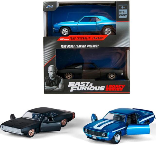 Fast & Furious Twin Pack 1969 Chevrolet Camaro + 1968 Dodge Charger Widebody (253202013)