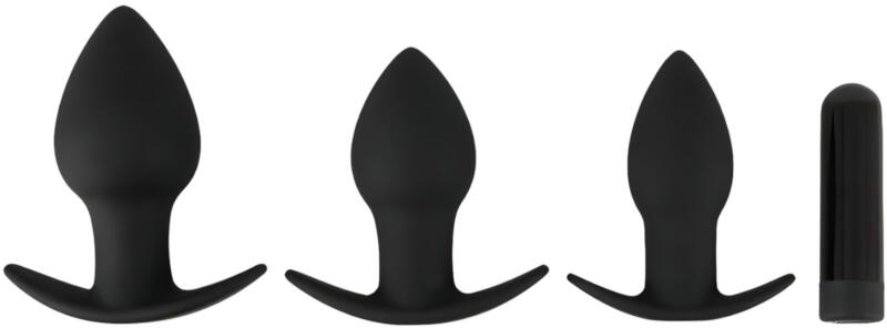 Butt Plug Set akkus anál vibrátor szett - 3 részes (fekete)