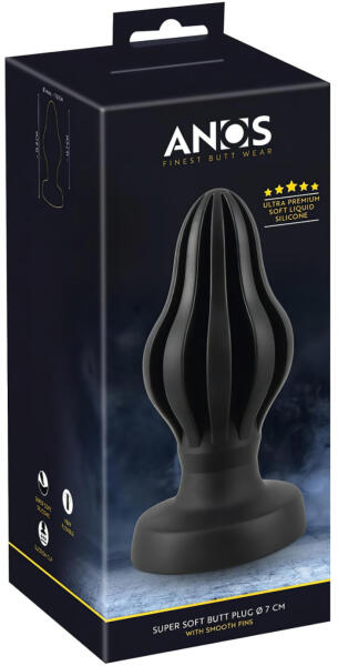 Szuperpuha, bordázott anál dildó - 7cm (fekete) (05554280000)