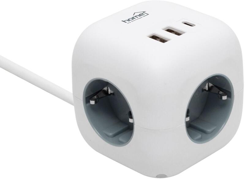 Home 3 Plug + 3 USB 1,5 m (CUBE2)