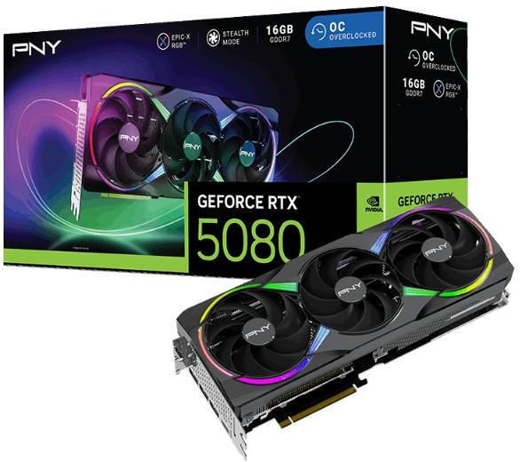 PNY GeForce RTX 5080 Triple Fan OC 16GB GDDR7 256bit