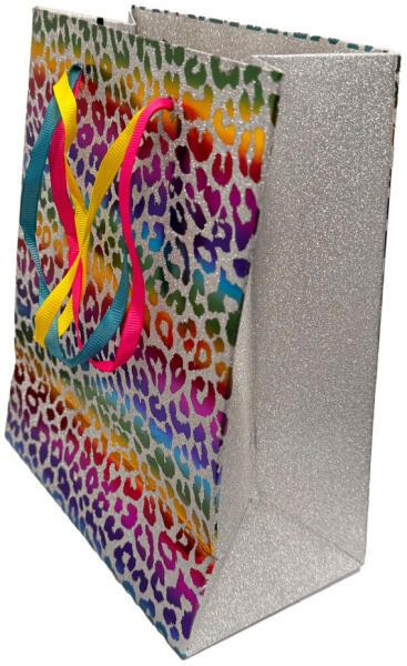Színes Leopard csillámos papír ajándéktasak 18x10x23 cm ARJ082031D