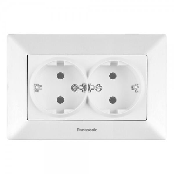Panasonic Priza Schuko 2p+e Dubla 16a 250v Alb Arkedia Panasonic