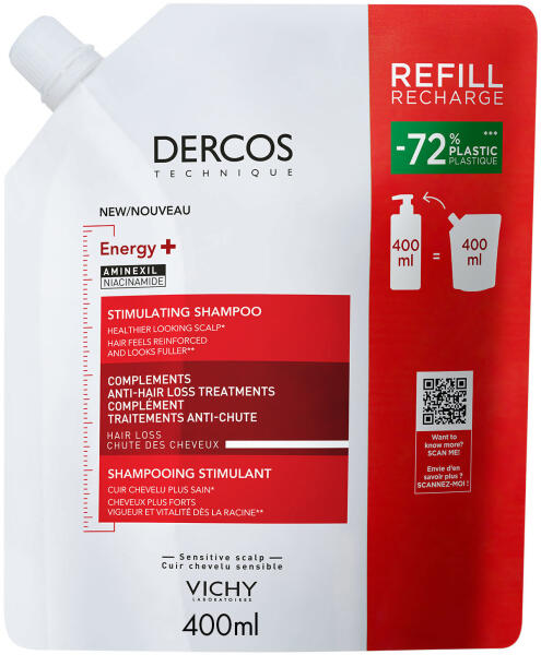 Dercos Energy+ sampon hajhullás ellen utántöltő 400 ml