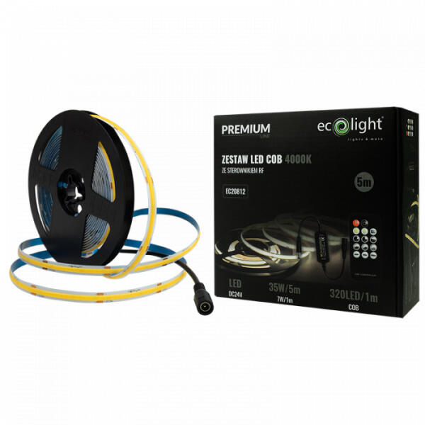 Ecolight Vásárlás: ECOLight LED szalag COB 7W/m 630lm/m 320LED/m 24V 4000K ...