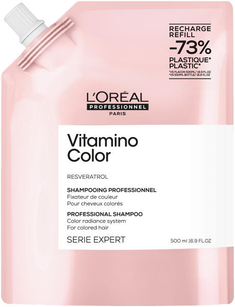 Série Expert Resveratrol Vitamino Color sampon festett hajra utántöltő 500 ml