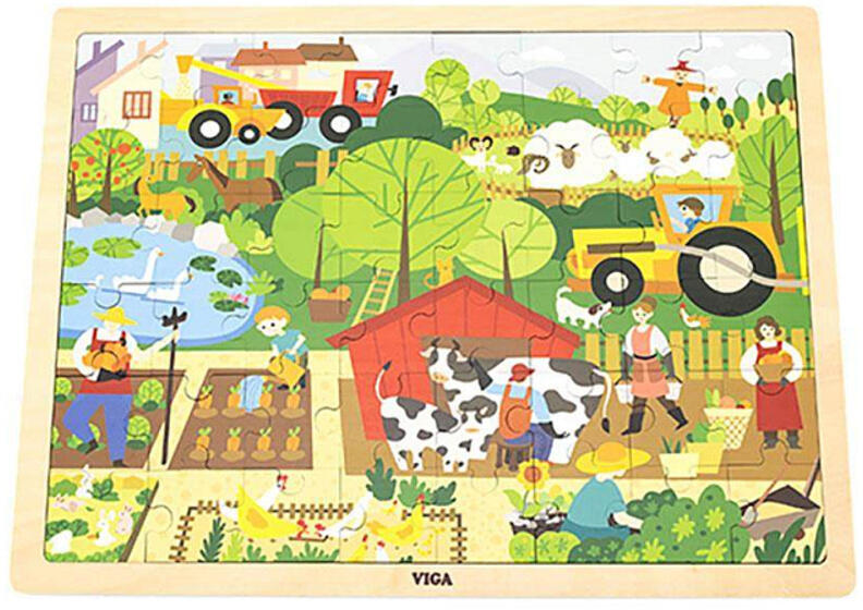 Viga Toys Puzzle din lemn pentru copii Viga Ferma 48 piese (Puzzle ...
