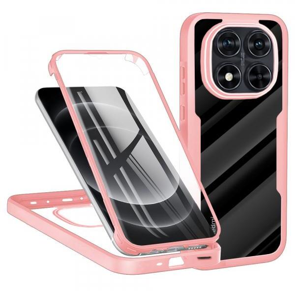 ILING Cover Per Xiaomi Redmi Note 14 Pro 5G / POCO X7 5G – Custodia Morbida Con Anello Metallico 360° E Bordo Oro, Antiurto, Supporto Magnetico (Rosa)