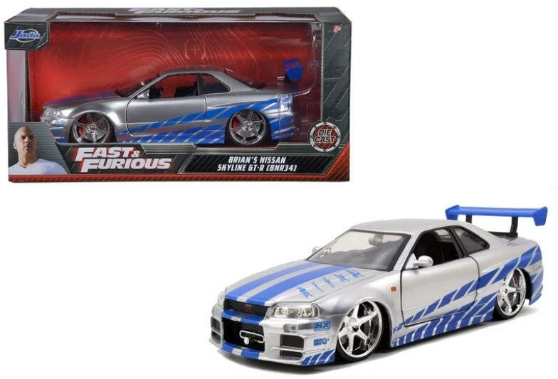 Fast & Furious 2002 Nissan Skyline fém autómodell 1: 24 (9397158314R00)