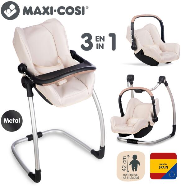 Maxi-Cosi 3 az 1-ben bézs fémvázas etetőszék játékbabáknak (240245)