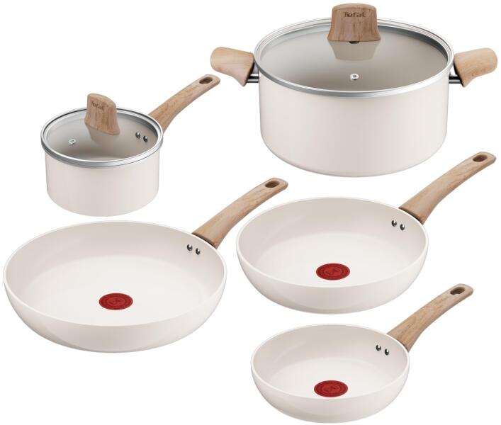 Tefal Set de oale Tefal Cera Bright ON 5 piese ceramic antiaderent aluminiu reciclat (C445S504) (Vas, tigaie)