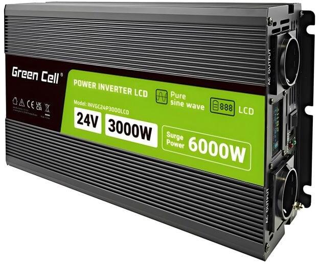 Green Cell Power Inverter LCD invertor de tensiune cu afișaj de la 24V ...