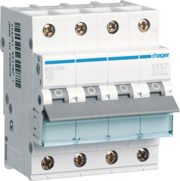 Disjunctor Hager Siguranta automata (disjunctor) MCB 3P+N, curba C, 20A, 6kA ...