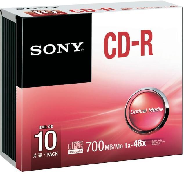 Sony CD-R 700MB 48x - Vékony tok 10db (10CDQ80SS) írható CD, DVD vásárlás,  olcsó Sony CD-R 700MB 48x - Vékony tok 10db (10CDQ80SS) írható DVD, CD árak,  akciók