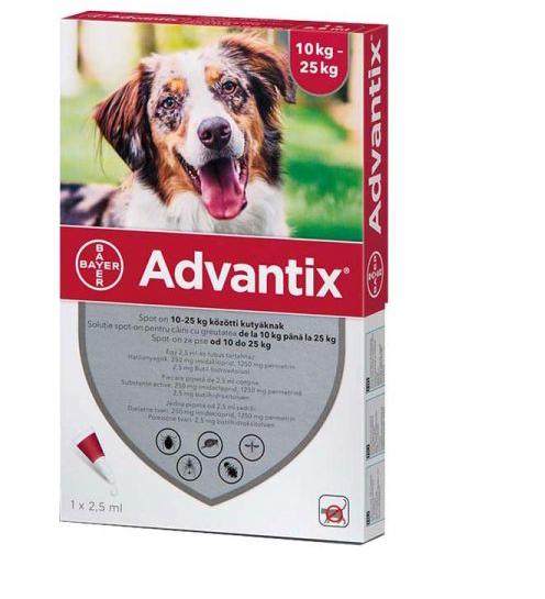 Vásárlás: Bayer Advantix Spot On 10-25 kg 2,5 ml Élősködők elleni  készítmény kutyáknak árak összehasonlítása, Advantix Spot On 10 25 kg 2 5  ml boltok