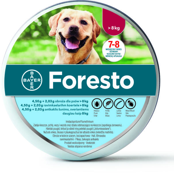Vásárlás: Bayer Foresto kullancs és bolha elleni nyakörv 70 cm 8 kg-tól  Élősködők elleni készítmény kutyáknak árak összehasonlítása, Foresto  kullancs és bolha elleni nyakörv 70 cm 8 kg tól boltok