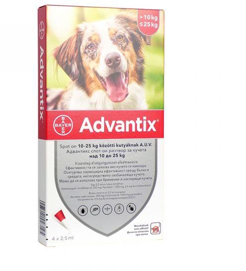 Vásárlás: Bayer Advantix Spot On 10-25 kg 4x2,5 ml Élősködők elleni  készítmény kutyáknak árak összehasonlítása, Advantix Spot On 10 25 kg 4 x 2  5 ml boltok