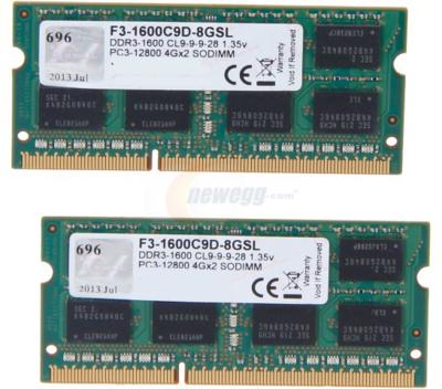 8GB (2x4GB) DDR3 F3-1600C9D-8GSL