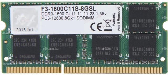 8GB DDR3 1600Mhz F3-1600C11S-8GSL