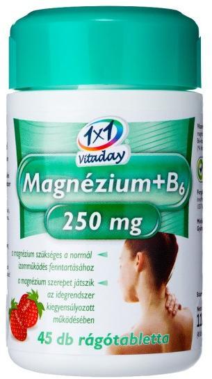 Vásárlás: 1x1 Vitaday 1x1 Magnézium+B6-vitamin rágótabletta 45 db  Táplálékkiegészítő árak összehasonlítása, 1 x 1 Magnézium B 6 vitamin  rágótabletta 45 db boltok