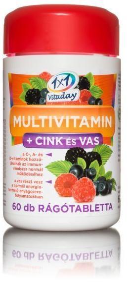 Vásárlás: 1x1 Vitaday Multivitamin+cink és vas rágó tabletta 60db  Táplálékkiegészítő árak összehasonlítása, Multivitamin cink és vas rágó  tabletta 60 db boltok