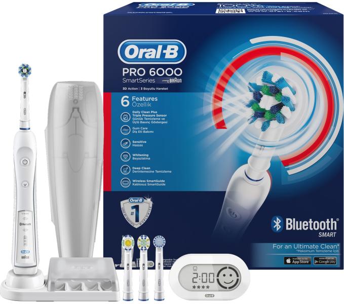 Oral-B PRO 6000 Wireless Smartguide Bluetooth D36.545. 5X elektromos fogkefe  vásárlás, olcsó Oral-B PRO 6000 Wireless Smartguide Bluetooth D36.545. 5X elektromos  fogkefe árak, akciók