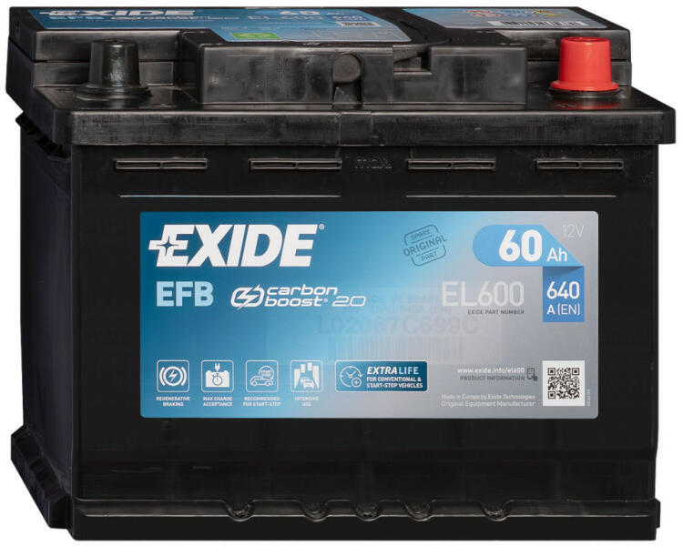 Exide EFB 60Ah 540A right+ (EL600) vásárlás, Autó akkumulátor bolt árak,  akciók, autóakku árösszehasonlító