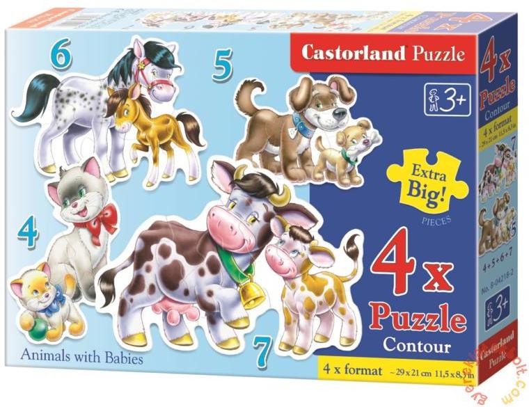 Állatok kicsinyei 4-5-6 és 7 db-os sziluett puzzle (04218)