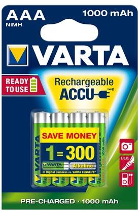 Vásárlás: VARTA Rechargeable Accu AAA 1000mAh (4) Tölthető elem árak  összehasonlítása, Rechargeable Accu AAA 1000 mAh 4 boltok