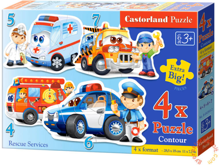 Mentő járművek 4, 5, 6 és 7 db-os sziluett puzzle (04393-2)