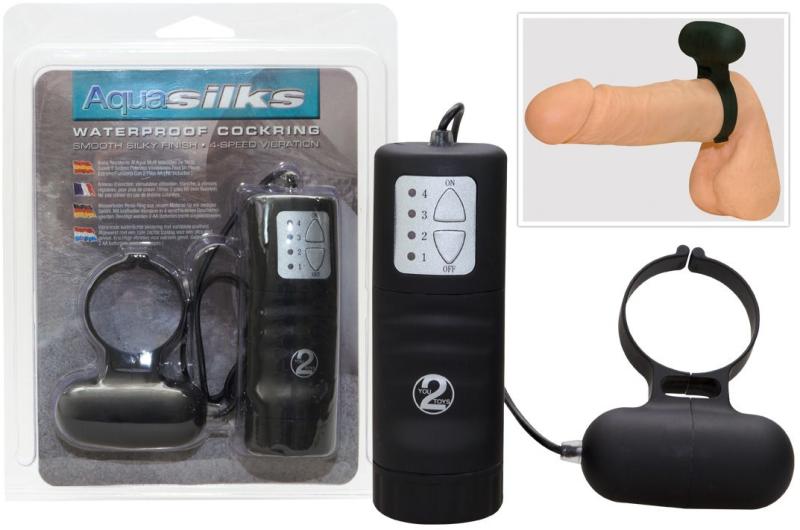 Aqua Silks fekete vibrogyűrű