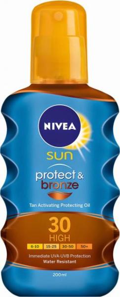 Nivea Sun Protect&Bronze - Ulei spray de corp SPF 30 200ml (Lotiune de plaja)  - Preturi