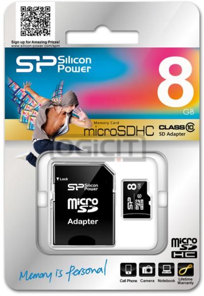 Silicon Power microSDHC 8GB C10 SP008GBSTH010V10-SP (Card memorie) - Preturi