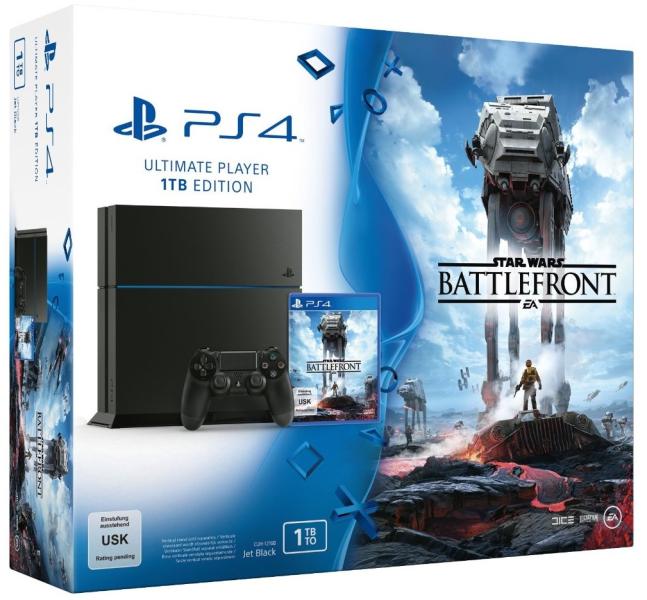 Sony PlayStation 4 Jet Black 1TB (PS4 1TB) + Star Wars Battlefront Конзоли  за игри Цени, оферти и мнения, списък с магазини
