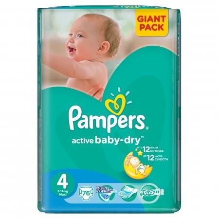 Vásárlás: Pampers Active Baby-Dry 4 Maxi 7-14 kg 76 db Pelenka árak  összehasonlítása, Active Baby Dry 4 Maxi 7 14 kg 76 db boltok
