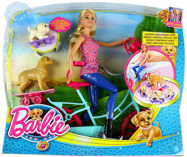 Mattel Barbie Spin 'N Ride Pups - Barbie cu bicicleta si catei (CLD94)  (Papusa Barbie) - Preturi